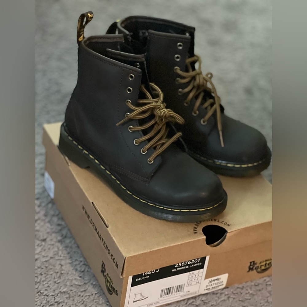 Size 4 In kids Dr.Martens brown boots